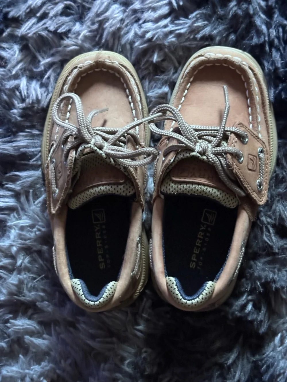 Sperry Kids Light Brown/Tan Leather Moccasins with Laces